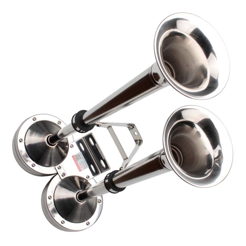 FARBIN 24V Marine Boat Horns,Stainless Steel Dual Trumpet,Electric Horn with Mounting Bracket,for 24v Cargo Boats Wheel Ship Train Lorry Trucks (Stainless steel double tube, 24V) - Image 3